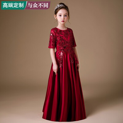 高端轻奢小众女花童婚纱中大童主持人钢琴小提琴演奏演出春晚礼服