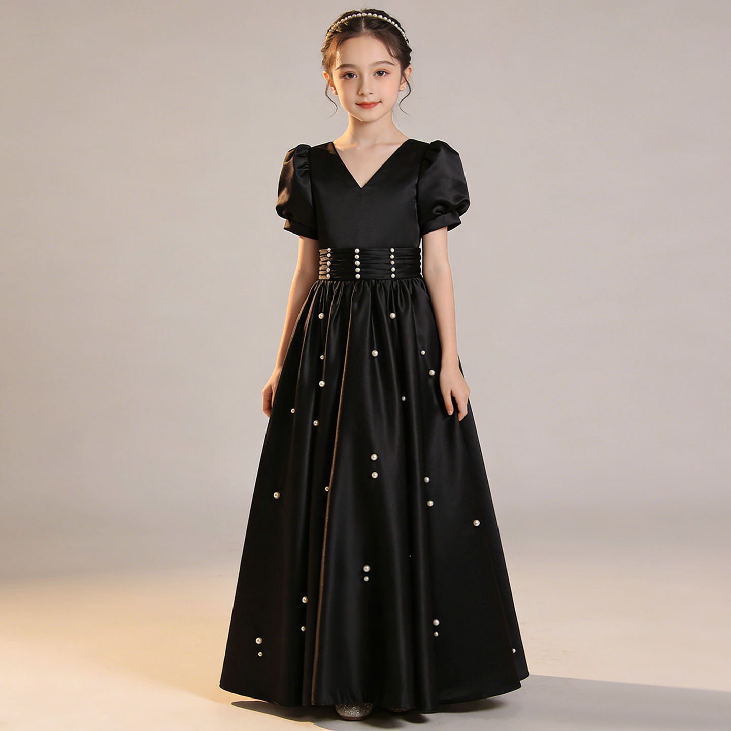 少女中童主持人小提琴管弦乐演奏钢琴合唱团队演出晚礼服修身长裙