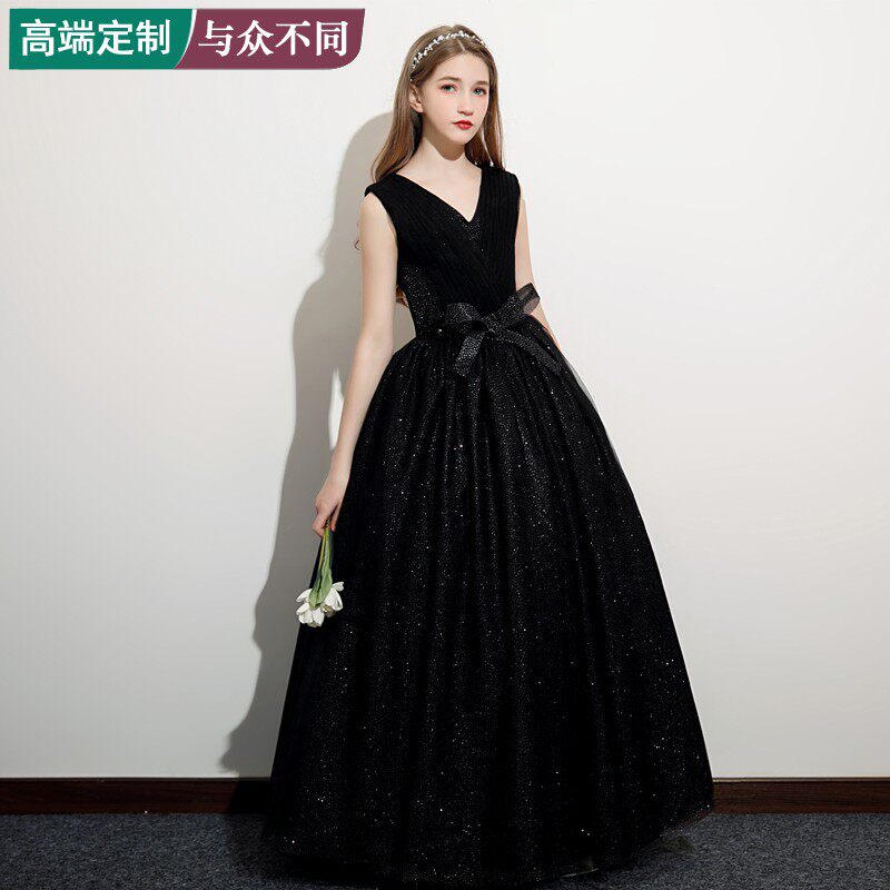 女大童艺考主持人公主裙儿童音乐会演奏钢琴小提琴演出晚礼服重工