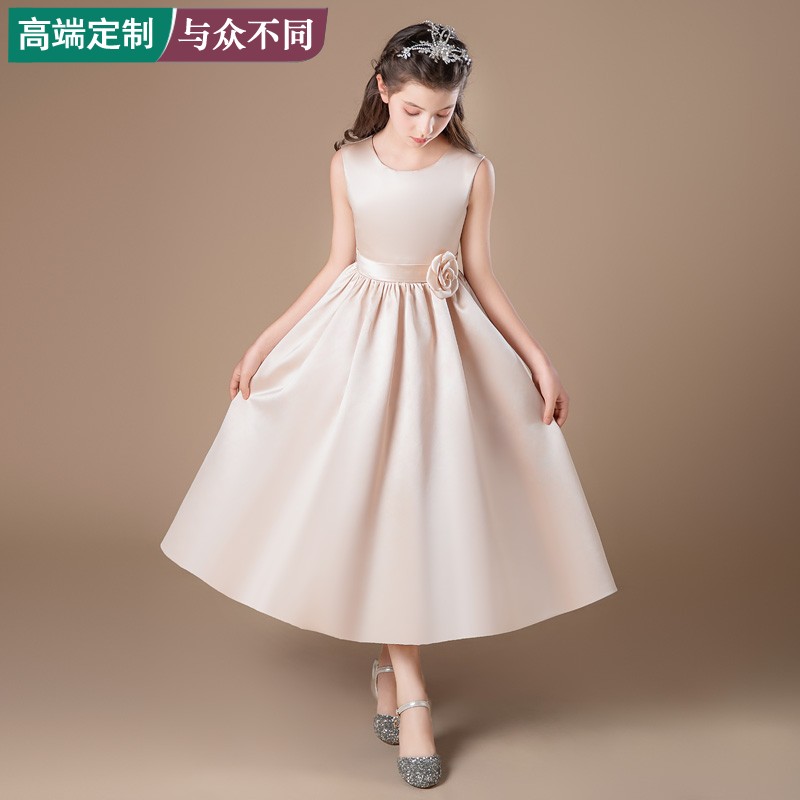 小女孩锻面小提琴演奏女童伴娘婚纱公主裙儿童钢琴主持人演出礼服