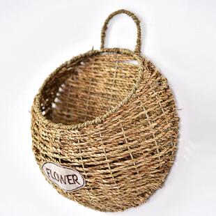 挂篮壁挂花盆草编墙壁装饰吊篮编织花篮花框框子彷真花吊花假花藤