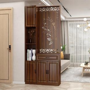 玄关柜客厅隔间柜现代简约酒柜置物架入户屏风柜新中式实木装饰柜