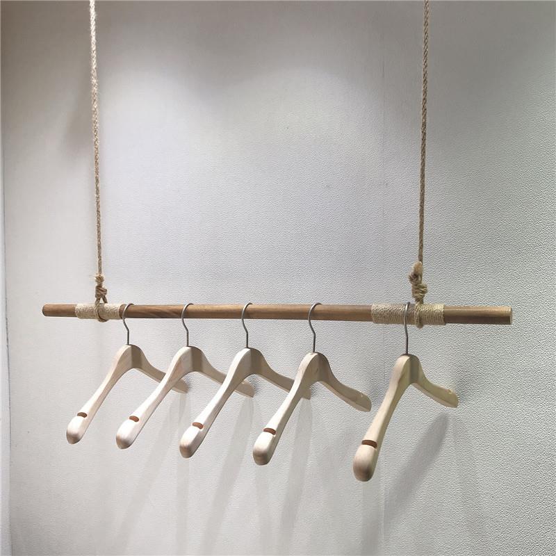 服装店展示架吊顶架悬挂女装陈列吊架衣架麻绳木棍吊杆橱窗吊挂