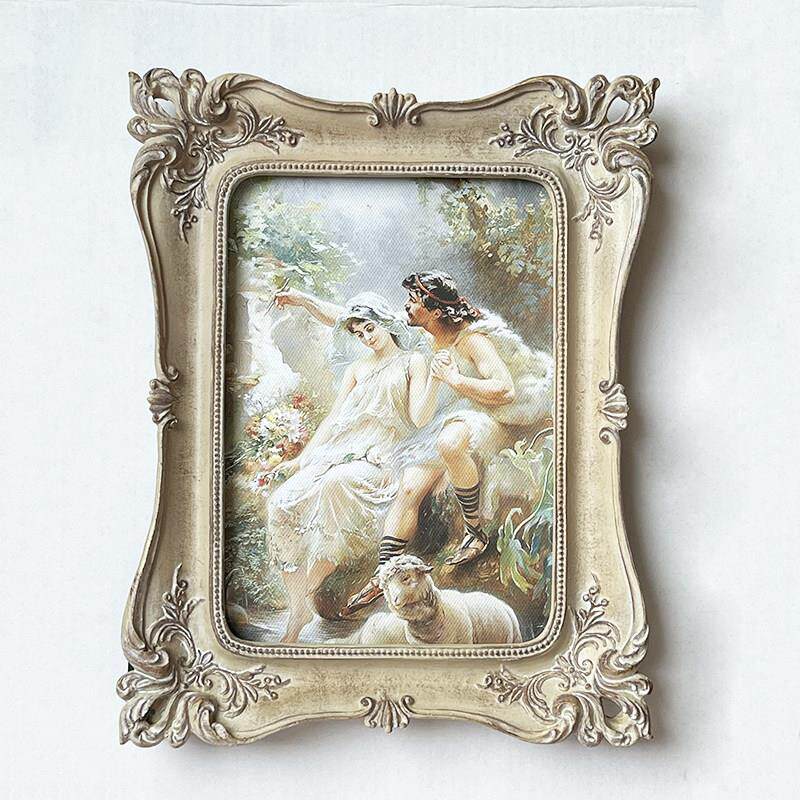 采购产品欧美树脂相框，旧矩形桌，壁挂，简单的彷木色婚礼儿童相