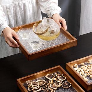 餐盘酒店早餐托盘家用长方形放茶具水杯子竹质茶盘餐厅水果盘客厅