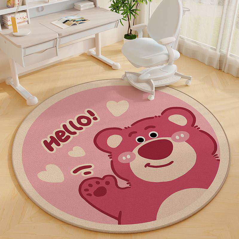 卡通圆形儿童地毯电脑椅子垫加厚小尺寸转椅地垫摇椅垫子矽胶隔音