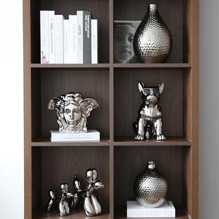 金银色花瓶意式狗兔子样板间电视柜组合摆件轻奢高档高级感装饰品