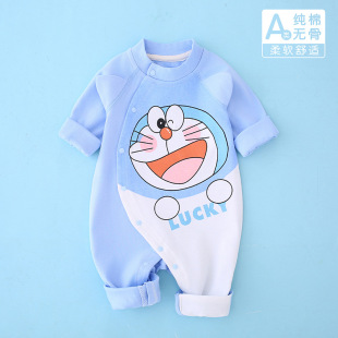 春秋婴儿连体衣薄款纯棉宝宝男女新生儿秋季衣服哈衣长袖外出睡衣