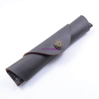 速发Genuine Leather School Pencil Case DIY Cute Roll Pencilc