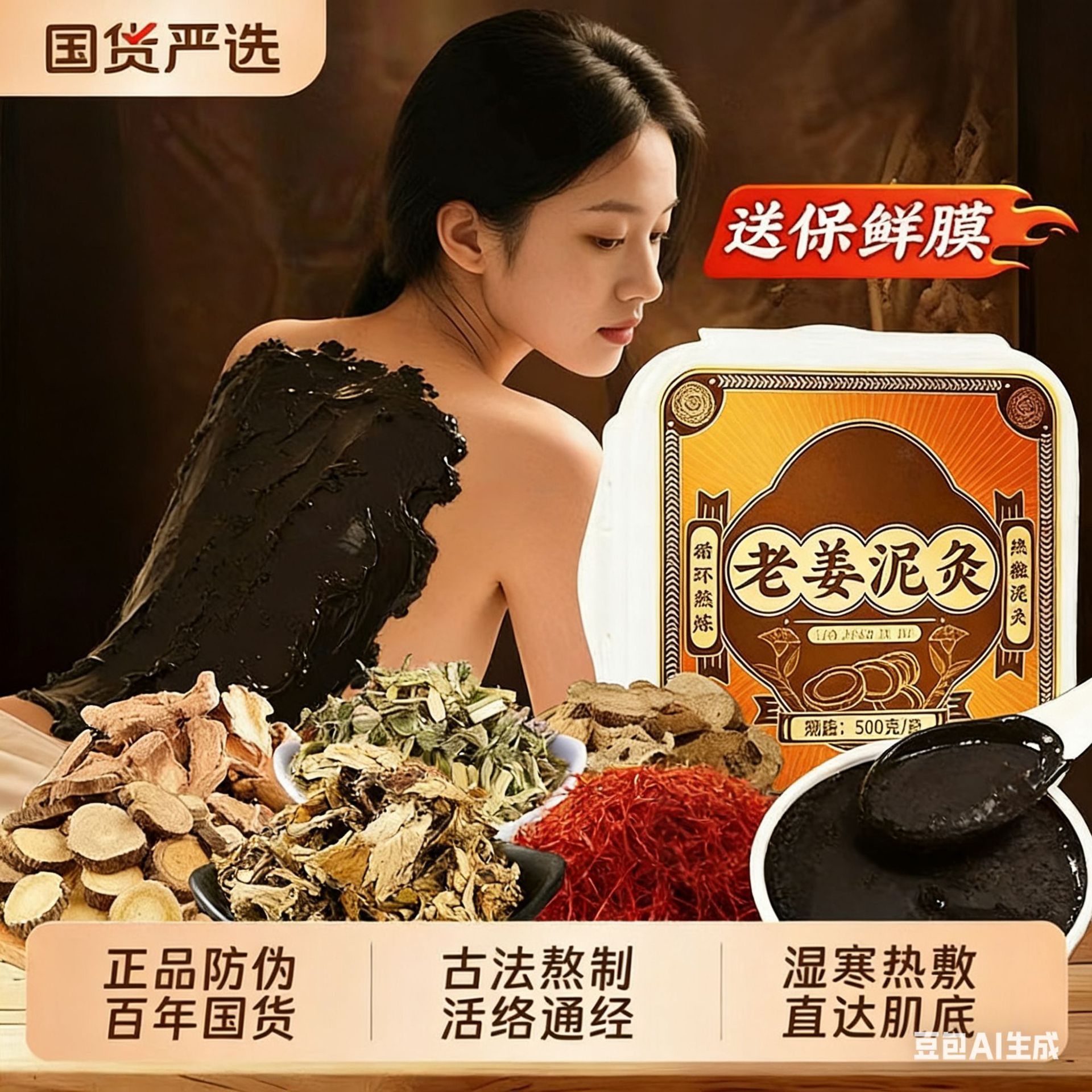 艾草泥灸膏热敷通用草本正品泥疗膏艾灸热疗养生馆美容院蕲艾灸泥图片