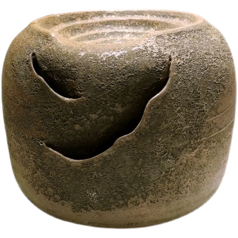 推荐特价日式循环流水陶罐庭院水景装饰石头水钵室内阳台花园摆件