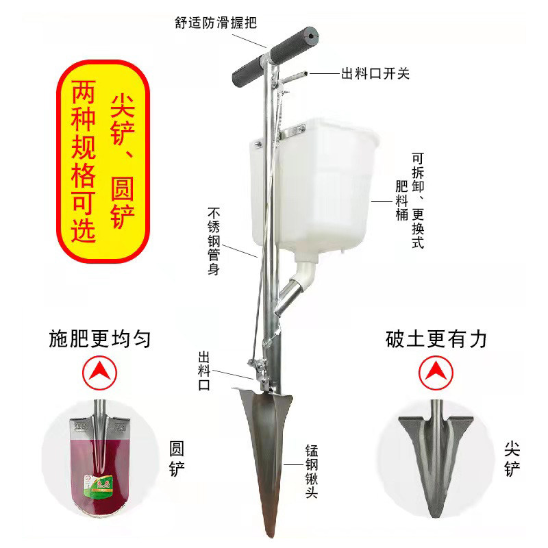 速发施肥神用多功能果园铁锹下肥器手动农器工具追树硬地下深层果