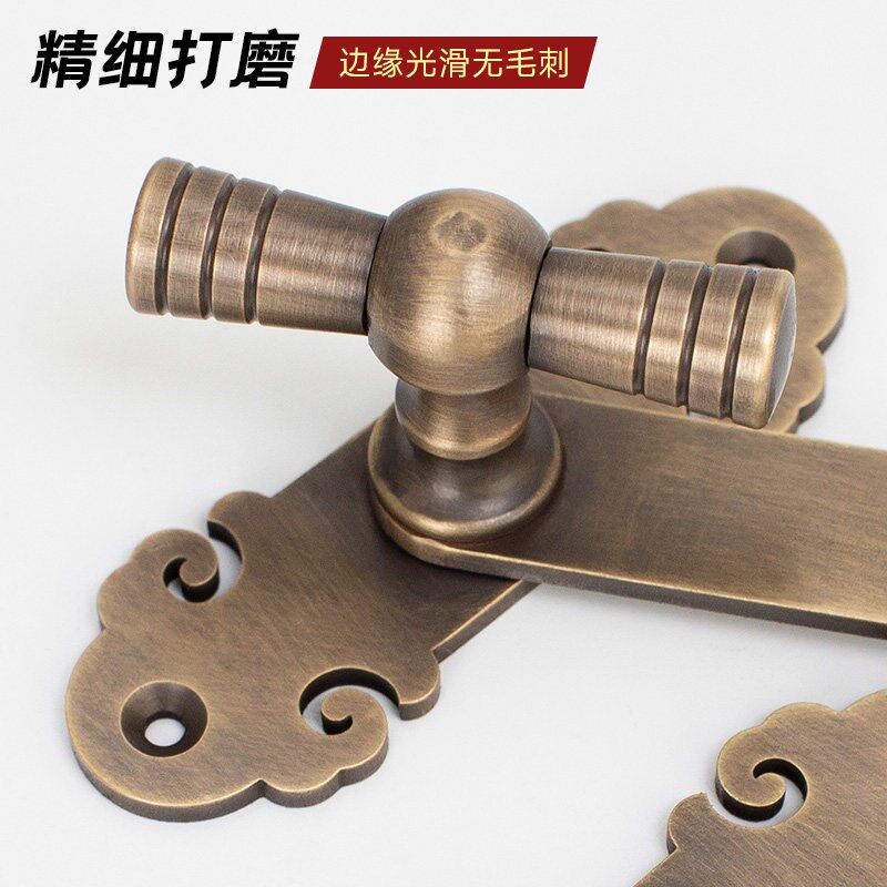 速发中式搭扣锁扣仿古纯铜0度直角门扣老式移门卡扣推拉门锁插销