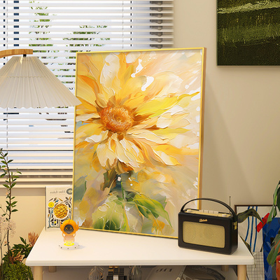 速发太花油画肌理画玄关餐厅客厅装饰挂卧室床景沙发背头墙画画壁