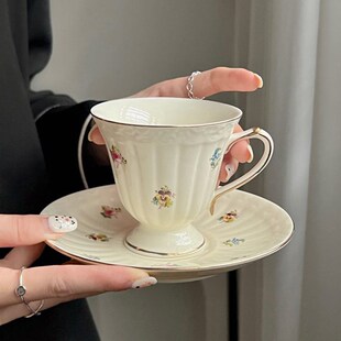 速发Chub法i复用碎花下午茶水杯v式tag啡咖e陶瓷杯碟