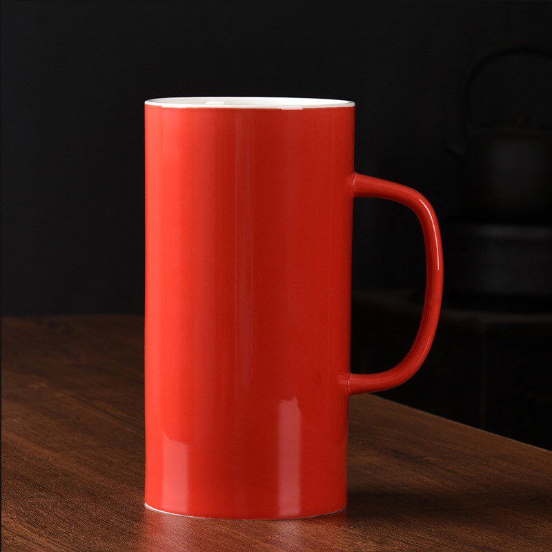 速发可批简约大容量瓷克杯马耐带盖勺杯高温陶瓷杯水杯男杯子1