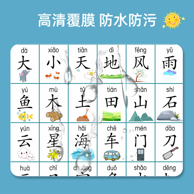 速发幼儿园识字表墙贴儿童看图识字挂图小孩宝宝启蒙认字生字汉字
