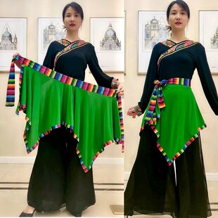 速发舞裙舞蹈围裙百搭围裙小围裙腰短款民族舞半身跳藏族广场舞