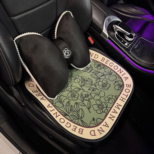 半包座椅套女士车内座套女神高级感座垫车垫 绿色字母汽车坐垫四季