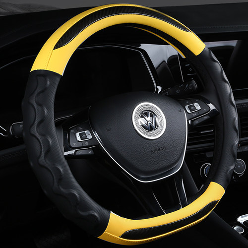 汽车方向盘套四季通用拼接高级感运动把套时尚耐磨皮套D圆型男女