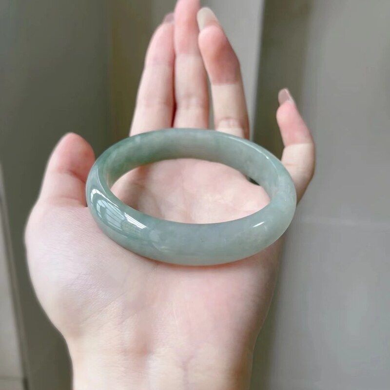 老坑翡翠油青翡翠色玉手镯女贵妃镯冰种浅绿手镯玉石送妈妈礼
