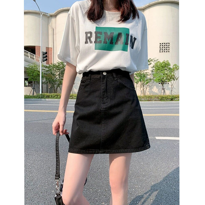 黑色短款半身裙女夏季薄款2026年新款高腰a字阔腿牛仔短裙子百搭