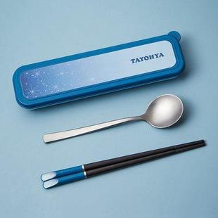 上班族外带学生餐具二件套食品级不锈钢勺子 多样屋便携筷子勺套装