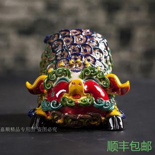 饰品工艺品礼品摆件送礼 生肖猪陶瓷交趾陶招财金猪摆件家居客厅装