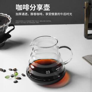 家用云朵分享壶手冲咖啡壶套装 日式 防爆耐热玻璃带把手刻度滤网杯