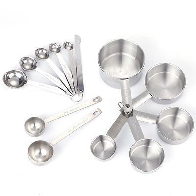 量化勺子家用食品级15ml长柄不锈钢量杯量勺套装带刻度烘培计量器