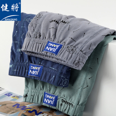 健将男士平角内裤抗菌100%全棉