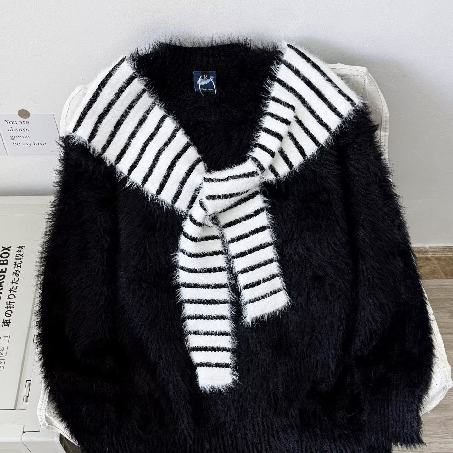 可拆披肩重磅水貂绒毛衣