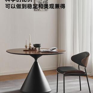 中古风实木餐桌圆桌家用小圆桌饭桌小户型黑胡桃木圆形餐桌椅组合