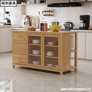 实木餐边柜客厅新中式家用置物实木中岛台备餐储物厨房橱柜收纳柜