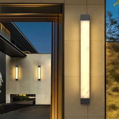 景观庭院花园壁灯入户大楼门前仿云石长条户外防水新中式智能感应
