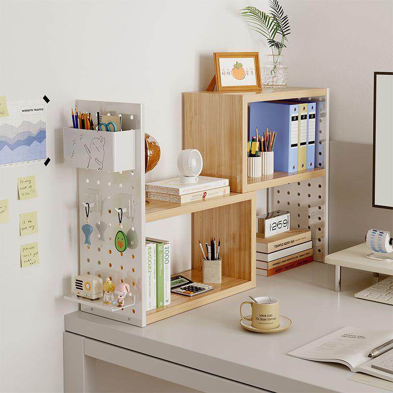 桌面置物架办公桌工位可伸缩收纳多层洞洞板书架书桌上简易分层架