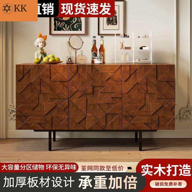诧寂风储物电视柜黑橡木玄关柜轻奢高档轻奢风边柜花餐边柜中古诧