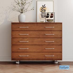 家居中古五斗柜复古餐边柜沙发边柜实木移动储物柜卧室床尾柜