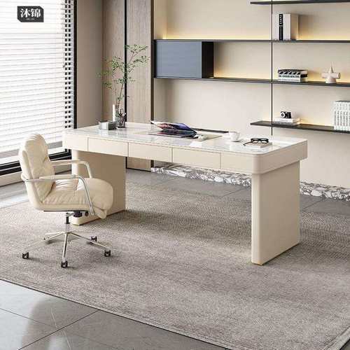 意式极简约设计师办公电脑桌写字台轻奢现代岩板书桌家用卧室书房