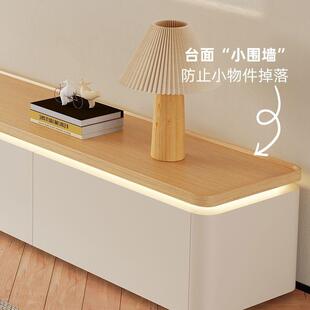 奶油风客厅家用落地电视柜茶几组合实木茶几桌台小户型原木风