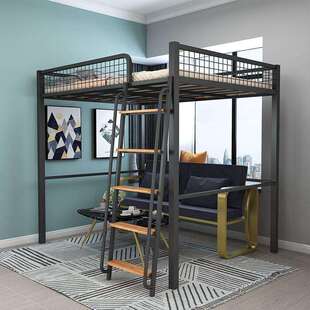 上床下桌二层高架床省空间卧室式小户型铁艺上下铺复式二楼铁架床
