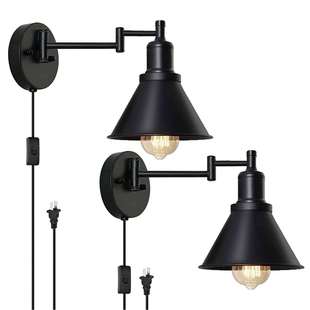 饰壁灯 壁灯带插线壁灯适用于卧室卧室客厅装 壁挂式 灯2件套带开关