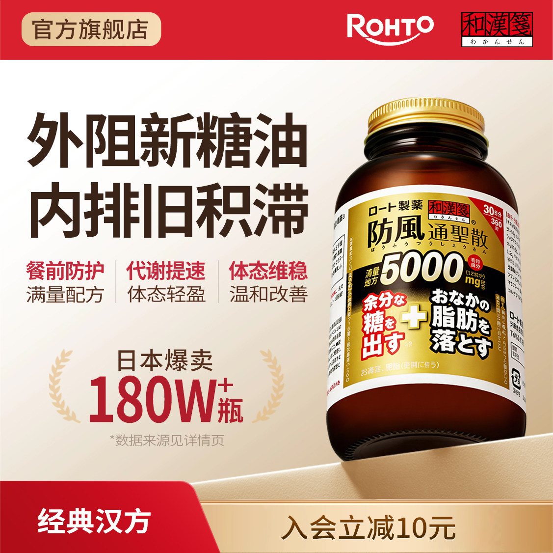 乐敦和汉笺防风通圣散减肥药瘦身减肚子内脏脂肪燃脂大餐救星丸