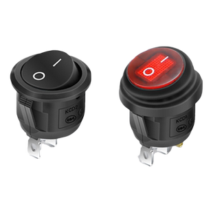 奎神电力 圆形船型开关KCD2按钮孔径20mm防水船形带灯红绿3脚2档