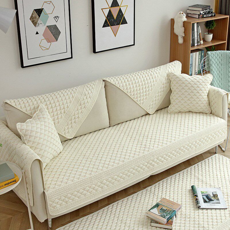 速发极简沙发垫纯棉防尚四季通用布艺巾滑实木时罩套陵星