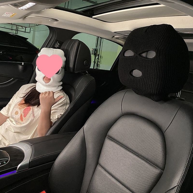 速发汽车头枕座椅套个性搞怪趣味通用型头套黑色白色头枕车用