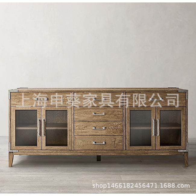 美式乡村实木轻奢餐厅餐边柜复古经典储物收纳家用民宿别墅样板房