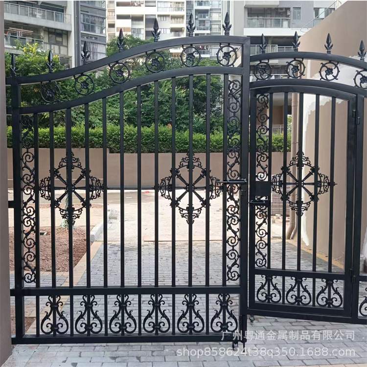 广东订制铁艺大门小区简易平开式大门欧式铁艺门