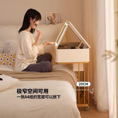 可移动梳妆台小型法式奶油风翻盖化妆台小户型卧室带轮实木化妆桌