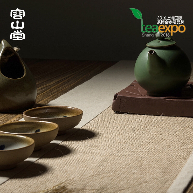 极速容山堂 和幸纯黄麻茶席 麻布竹席茶巾茶布茶帘桌旗干泡台茶具